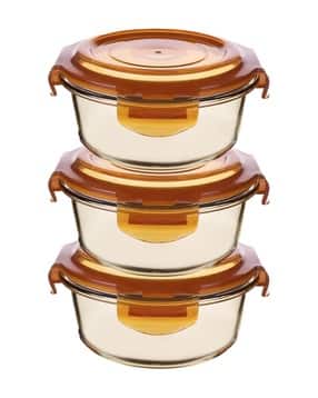 umai Pack of 3 Borosilicate Glass Kitchen Containers Set with Lid-picture-48