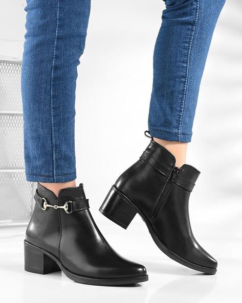 Women Ankle-Length Boots with Zip Closure