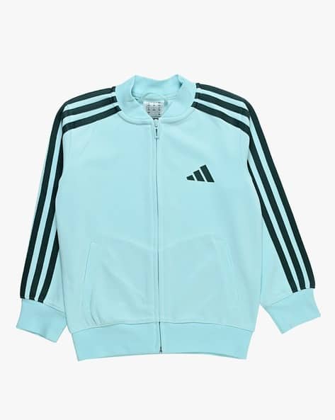 Boys Striped Track Jacket with Slip Pockets