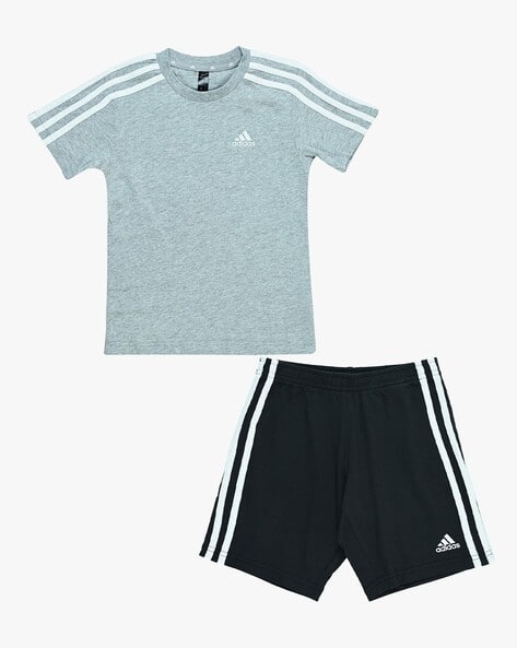 Buy Adidas Kids Boys Regular Fit T-Shirt Shorts Sets Grey