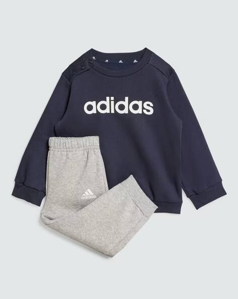 Buy Adidas Kids Boys Regular Fit Sweatshirt Joggers Set Navy