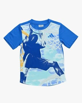 adidas kids Boys Graphic Print Regular Fit Crew-Neck T-Shirt-picture-12