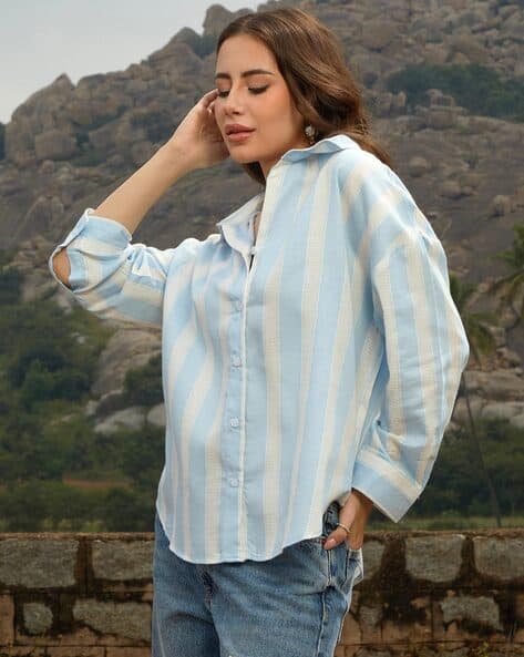 Women Striped Oversized Shirt