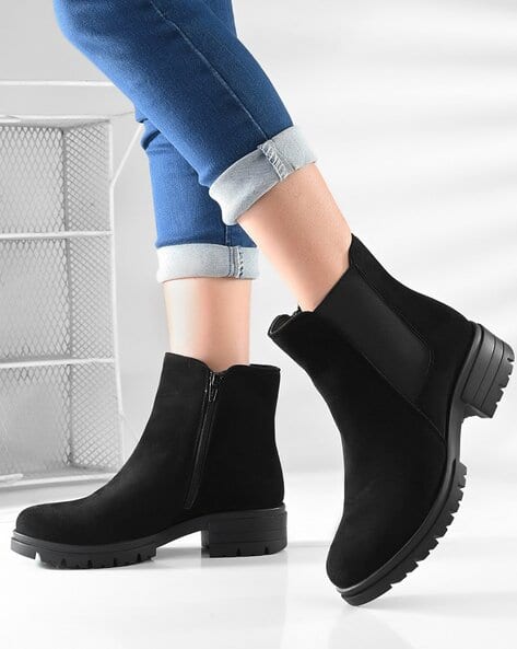 Women Ankle-Length Boots with Zip Closure