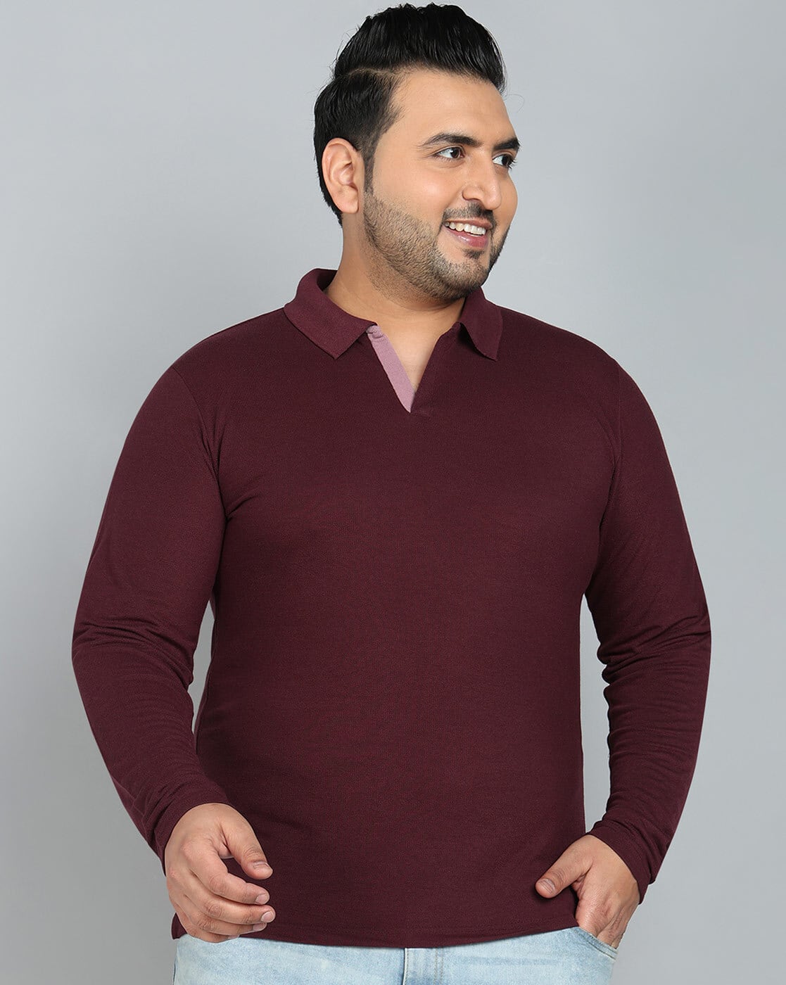 Buy INKKR.in Men Polo T-shirt with Full Sleeves Online | Ajio.com