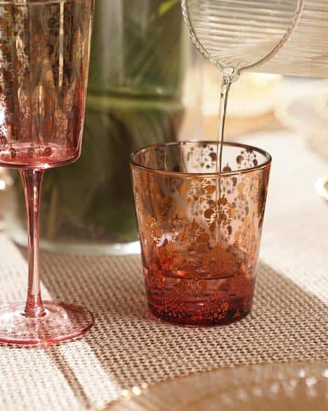 Pure Home And Living Red and Gold Overlay Drinking Glasses