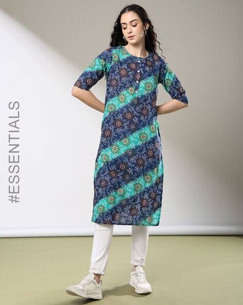 Nyrika Women Printed Cotton Straight Kurta