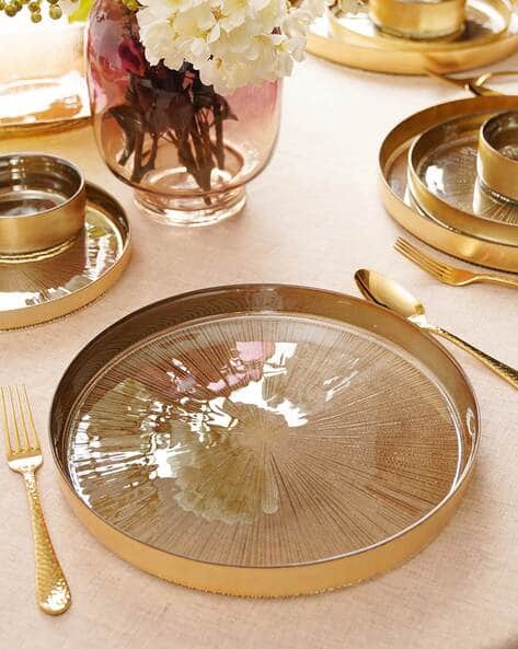 Gold Dinner Plates with Goil Foil Rim