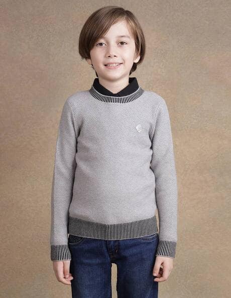 Grey Sweater School Boy Old Navy School Uniform Solid V-Neck