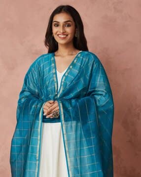 fabindia Women Cotton Silk Blend Dupatta-picture-32