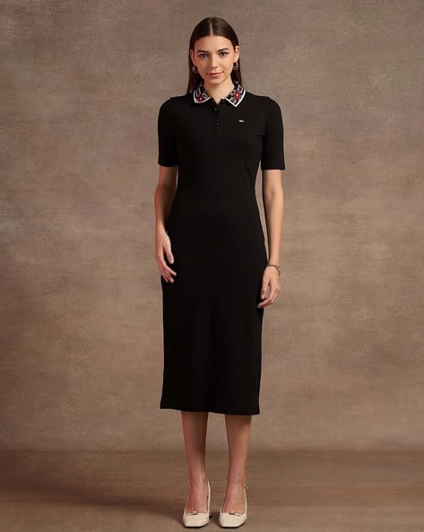 Women Polo Dress with Printed Collar