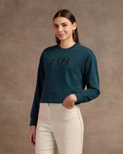Buy Teal Green Sweatshirt Hoodies for Women by Polo Assn