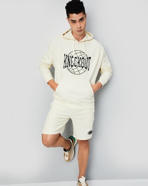 White Hoodie And Shorts Outfit Men Man Active Gym Sleeveless