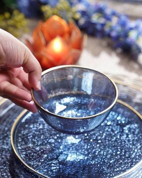 pure home and living Blue Textured Rim Detail Side Bowls-picture-13