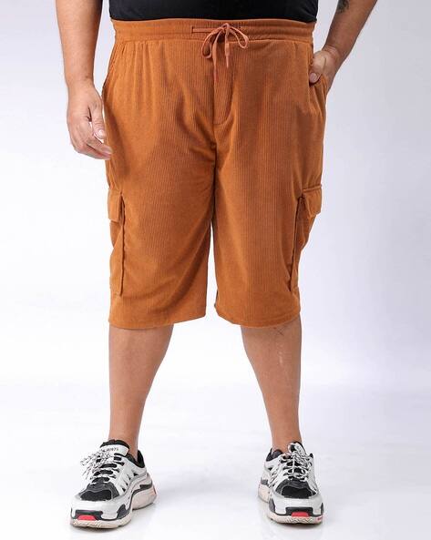 Men Ribbed Loose Fit Utility Cargo Shorts - Main Image