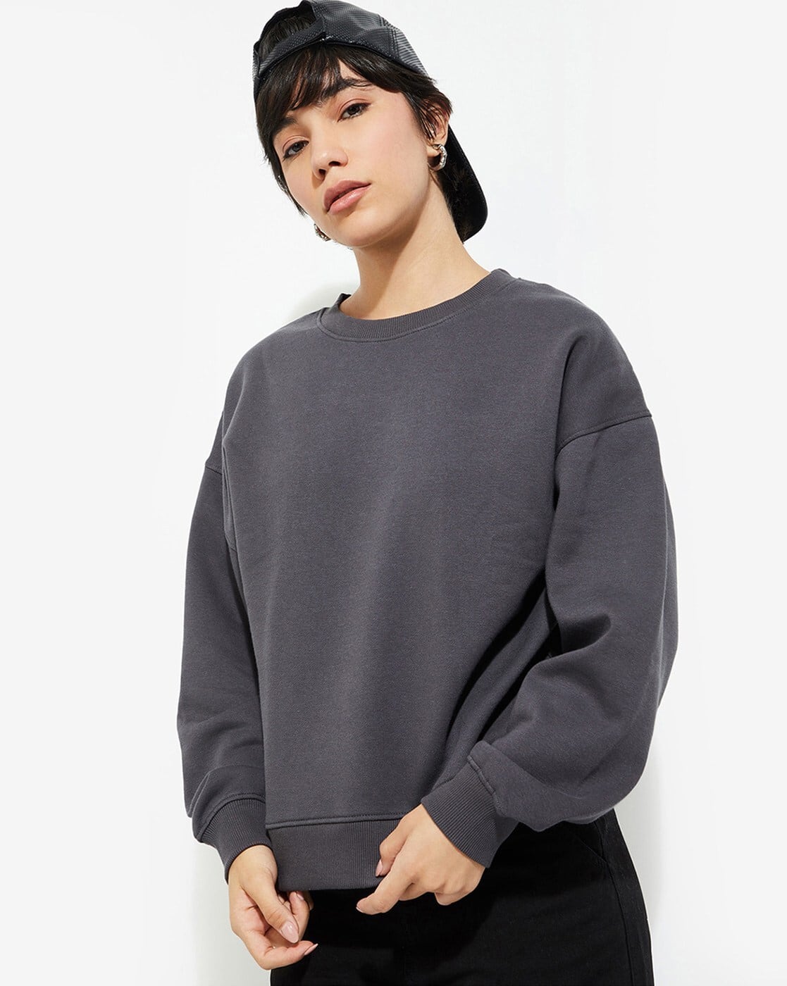 Buy DARK GREY Sweatshirt & Hoodies for Women by MAX Online | Ajio.com