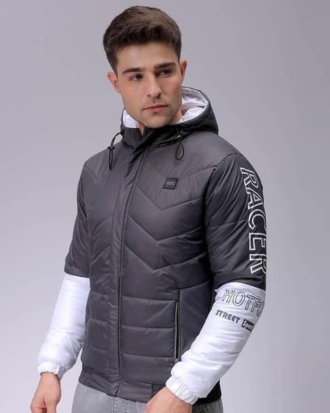 Men Colourblock Slim Fit Puffer Jacket