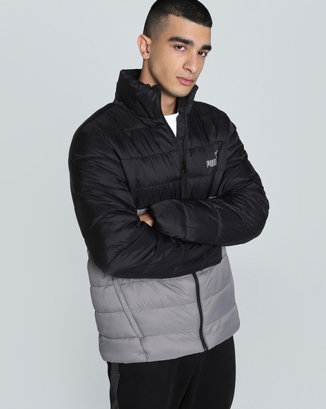 Men Colour-block Quilted Jacket