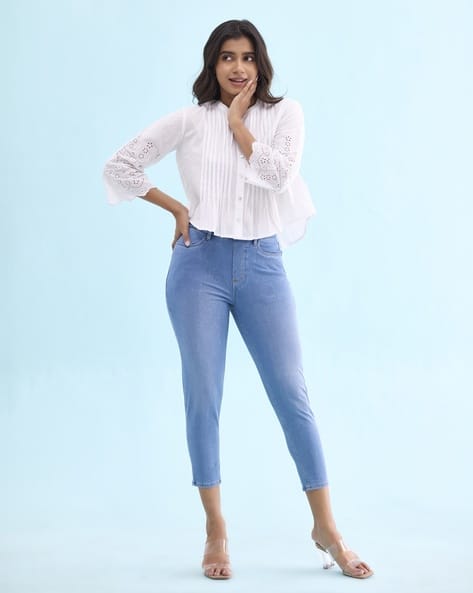 Buy Light Blue Jeans Jeggings for Women by GO COLORS Online