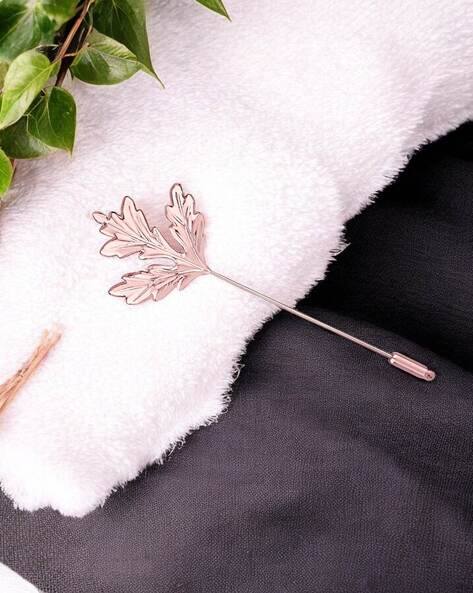 MAHI Rose Gold Plated Maple Leaf Tree Lapel Stick Brooch Pin