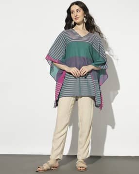 svrnaa by azorte Striped Yarn-Dyed Kaftan-picture-44