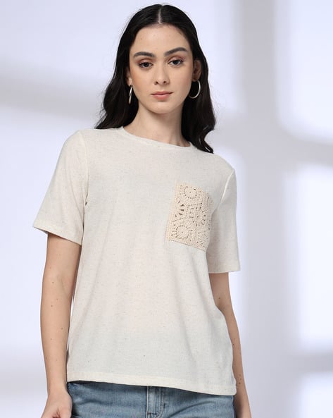 Buy Ecru Tshirts for Women by DNMX Online | Ajio.com
