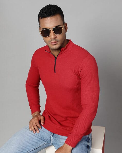 RIGO Men Solid Slim Fit Henley T-shirt