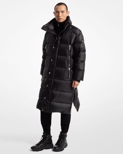 Buy Michael Kors Satin Cire Puffer Regular Fit Coat Black Color