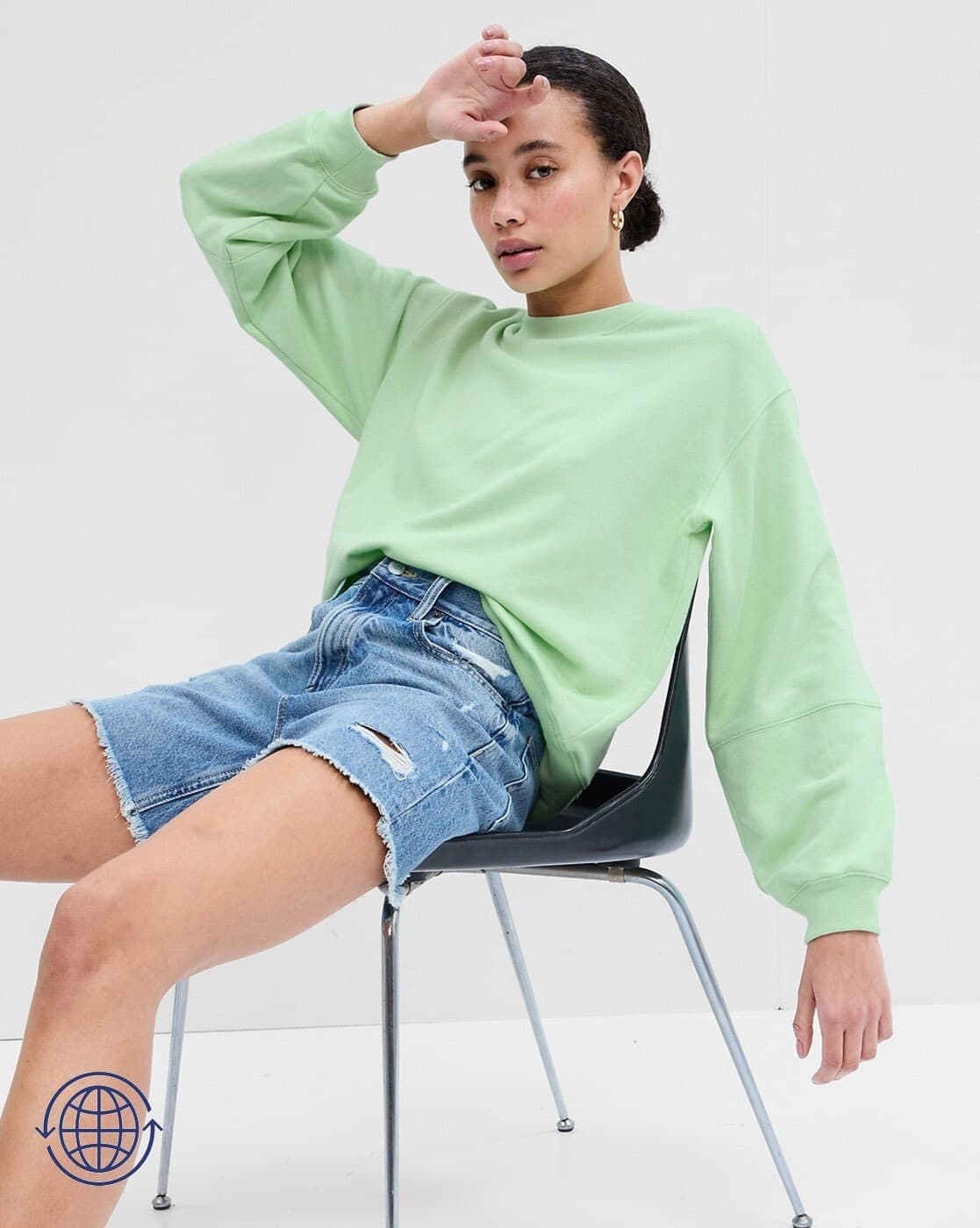 Crew-Neck Sweatshirt with Ribbed Hems
