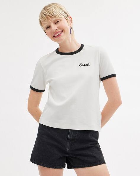 Buy Coach Ringer Relaxed Fit Crew-Neck T-Shirt with Brand Print 