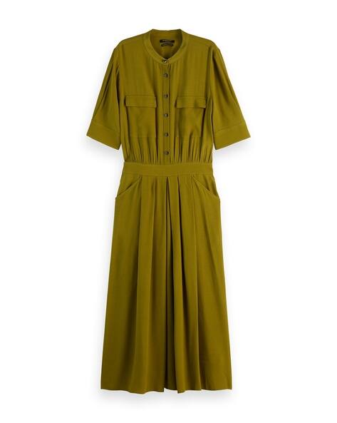 SCOTCH & SODA Women Midi Fit & Flare Dress with Flap Pockets