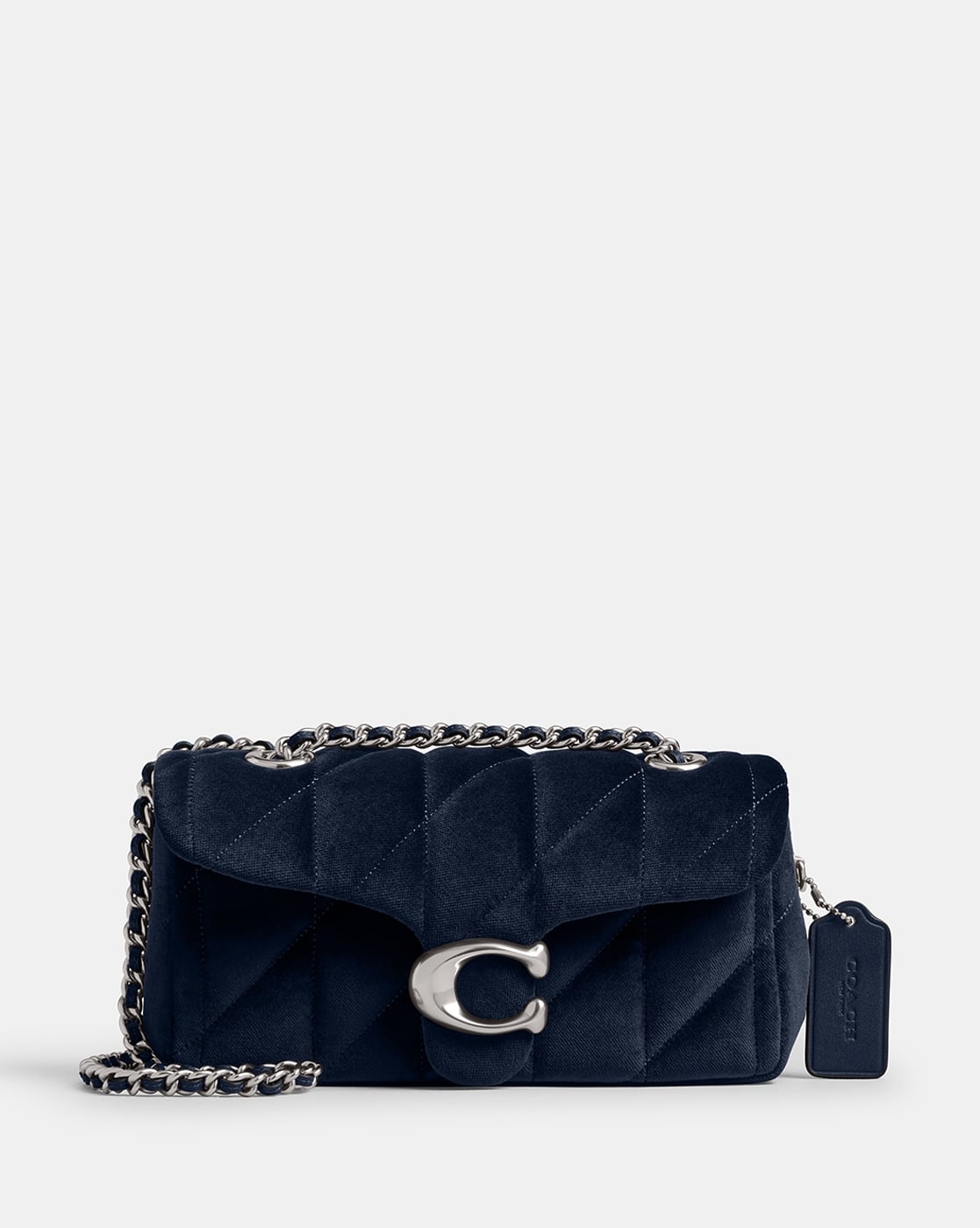Buy Coach Quilted Velvet Tabby Shoulder Bag with Chain | Navy Blue