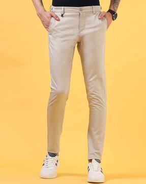 Super Skinny Mens Slim Cropped Pants Green Trousers Cropped Chinos