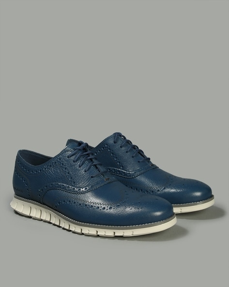 Buy Cole Haan Men Zerogrand Wingtip Oxford Shoes Blue Color Men AJIO LUXE