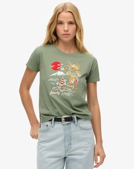 Superdry Suika Embroidered Fitted T-Shirt