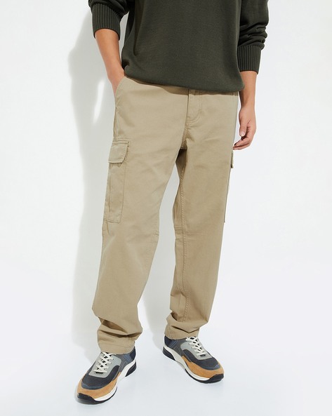 Men Straight Fit Flat-Front Cargo Pants