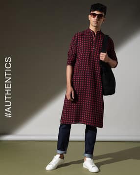 indie picks Handblock Print Hand-Dyed Double Dabu Cotton Long Kurta-picture-48