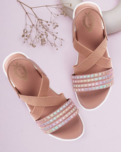 Buy PEACH Heeled Sandals for Women by LADIES FOOTWEAR Online