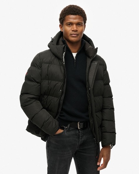 Hooded Microfibre Sport Puffer Jacket