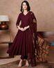 Girls Maroon & Black Solid Kurta With Skirt