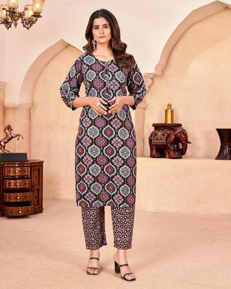 FABNEX Women Floral Straight Kurta & Pants Set