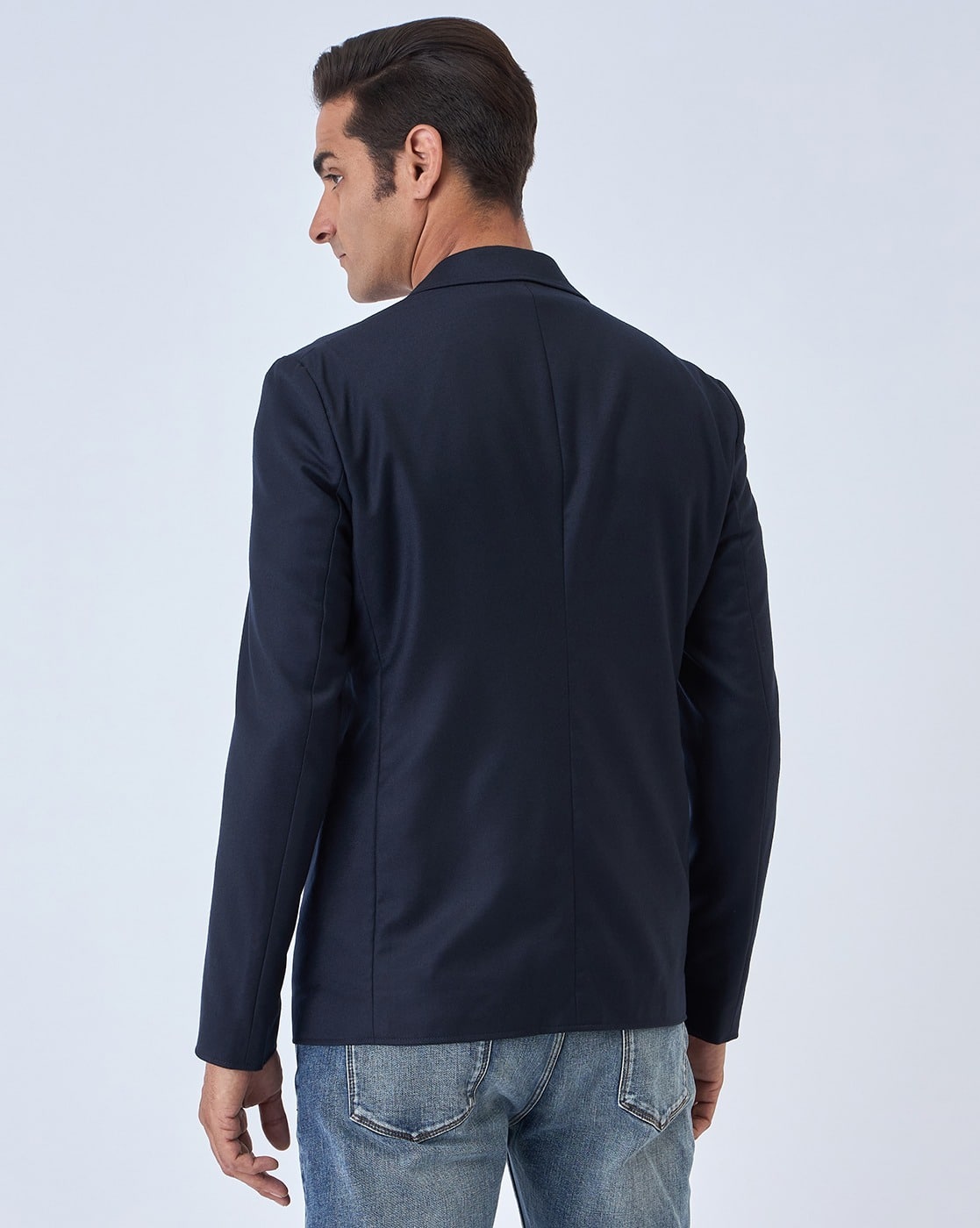 Buy EMPORIO ARMANI Virgin Wool Blazer | Navy Blue Color Men | AJIO