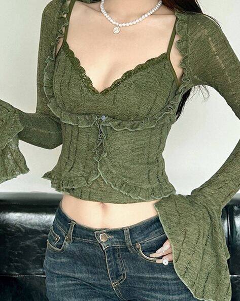 Buy Green Tops for Women by Lulu & Sky Online | Ajio.com