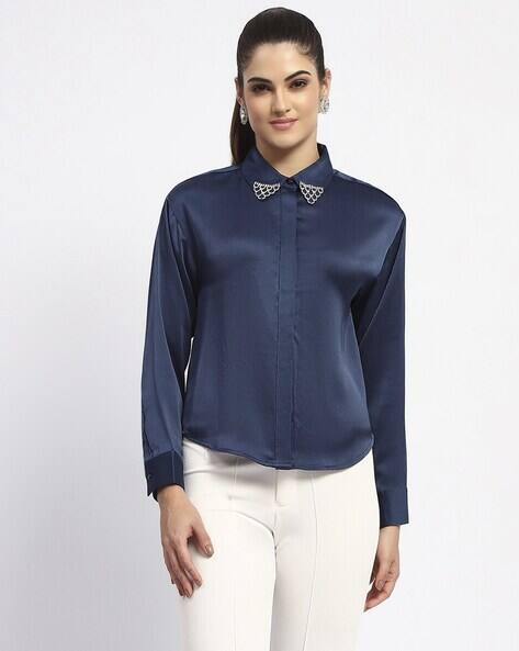 MADAME Women Relaxed Fit Shirt with Embellishments