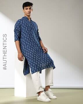 indie picks Handblock Print Natural Hand -Dyed Cotton Long Kurta-picture-14