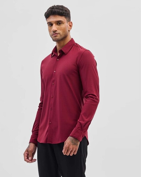 Men Slim Fit Plain Shirt