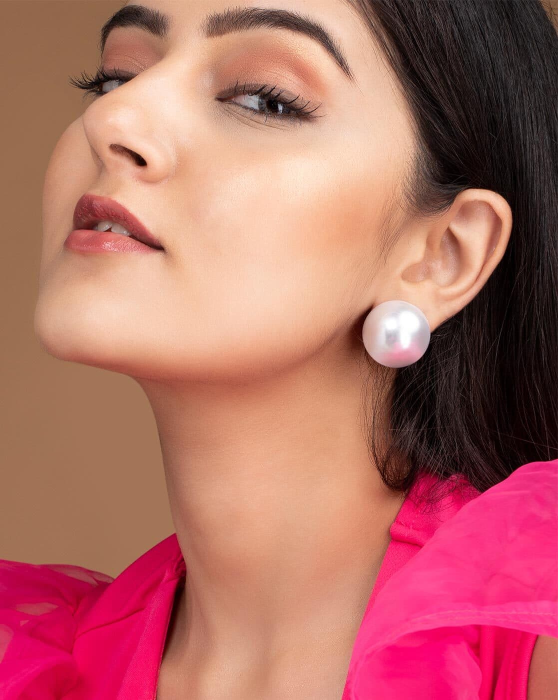 Rubans Women Pearl Studs (Gold)