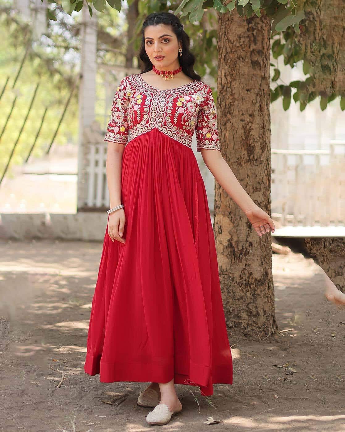 fitted lace wedding dress Torch Red Embroidered Dress With Long Jacket S main image 1