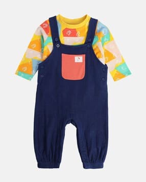 miniklub Boys Ribbed Cotton Dungaree & T-Shirt Set-picture-32