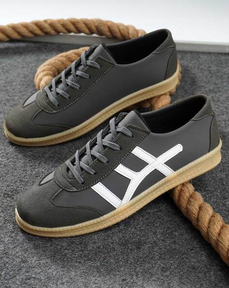 Men Lace-Up Sneakers with Faux leather upper